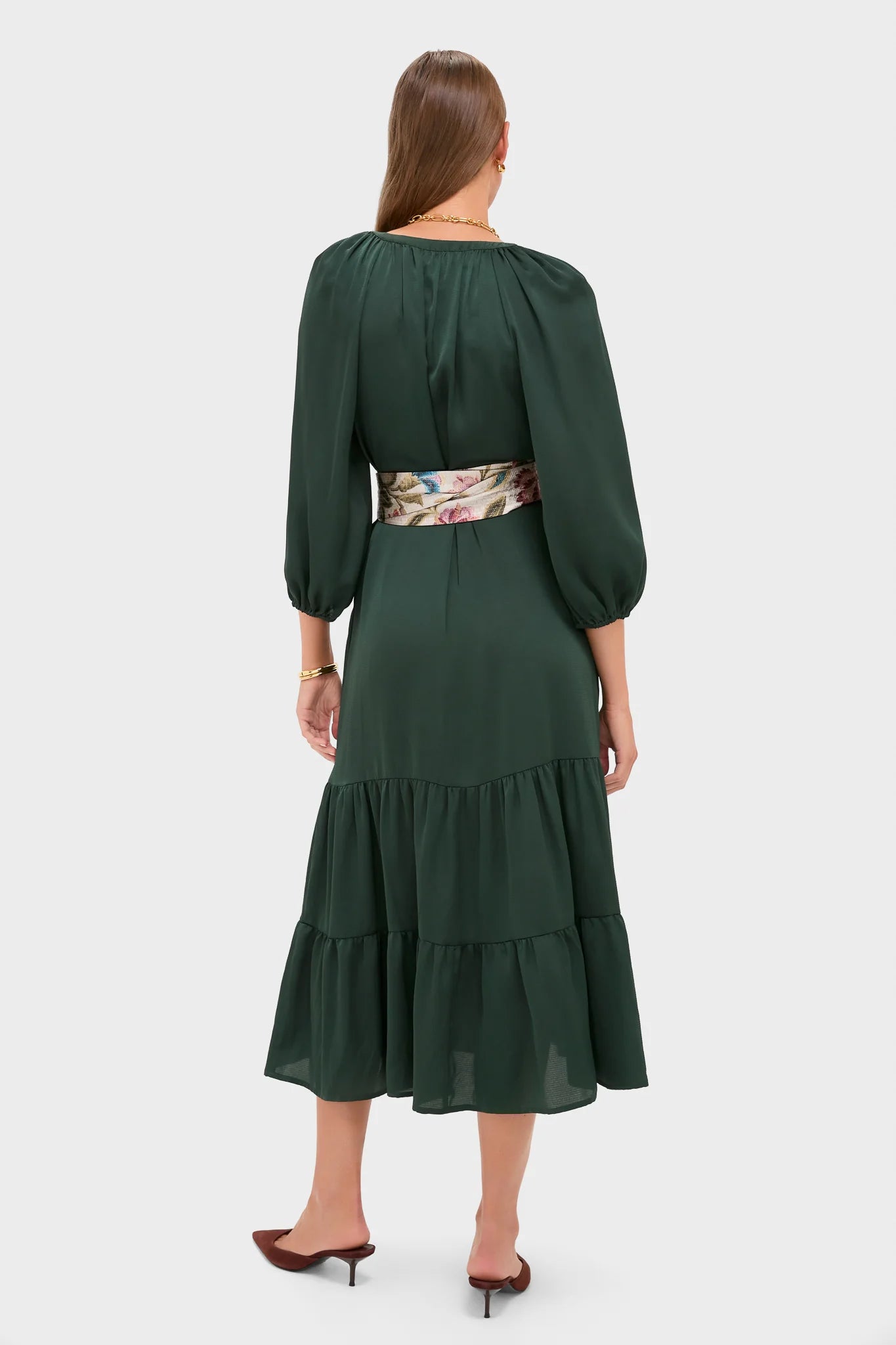 Dark Green Hammered Satin Lyles Dress
