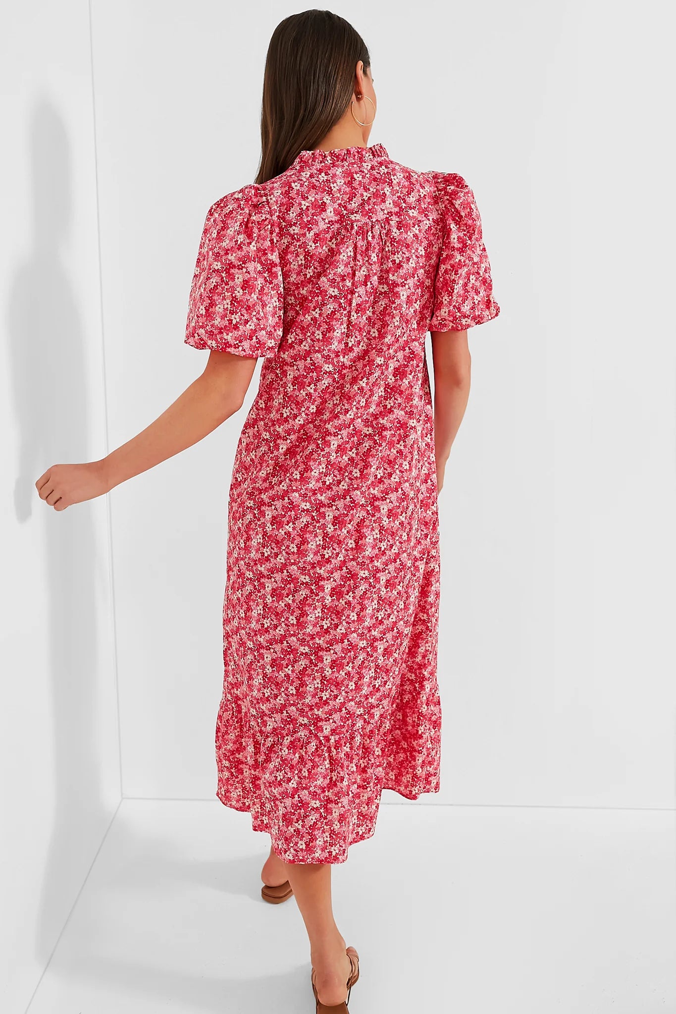Pink and Red Floral Mimi Midi Dress