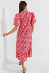 Pink and Red Floral Mimi Midi Dress