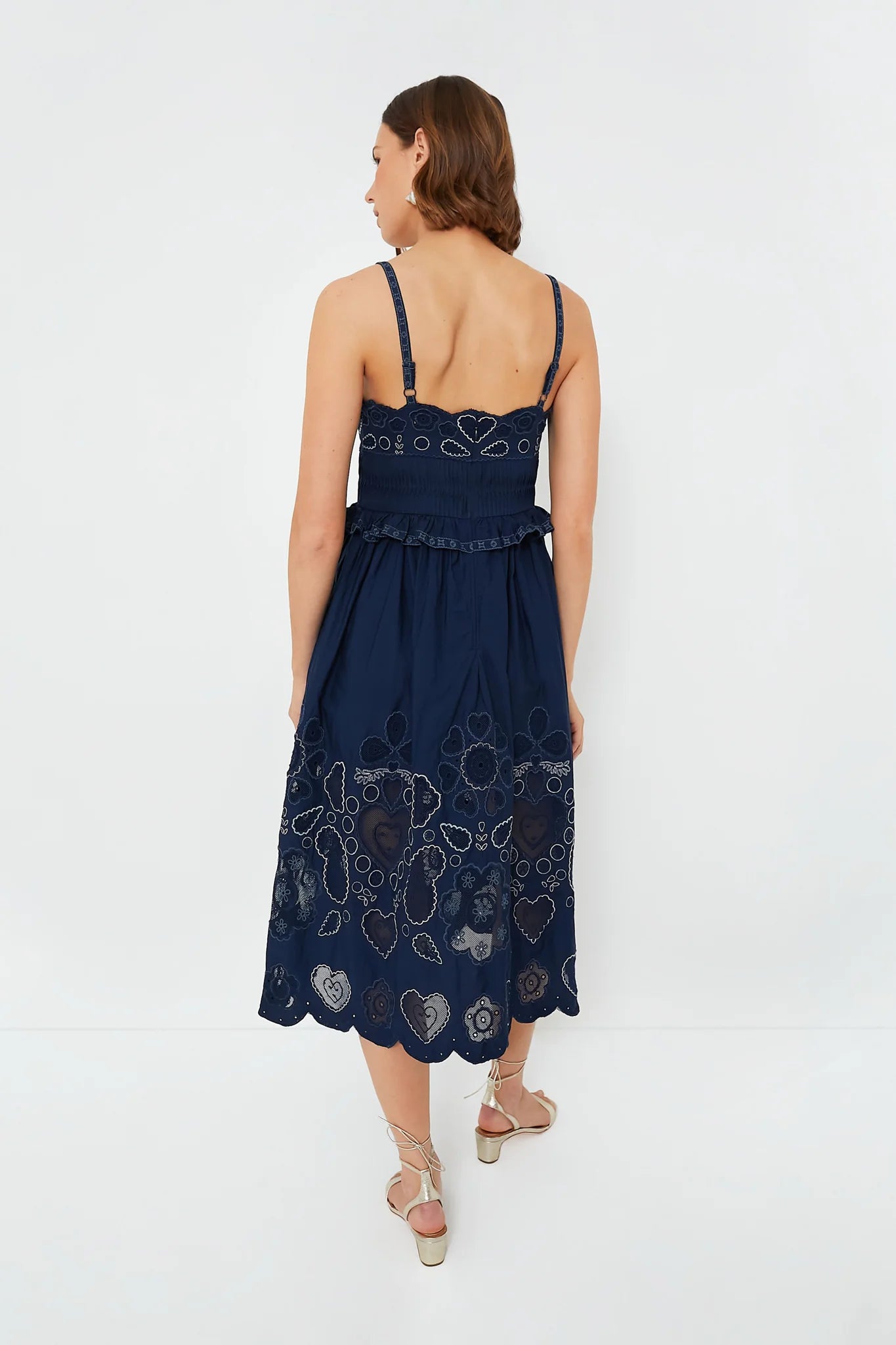 Navy Jeanetta Eyelet Sleeveless Dress