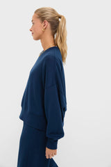 Navy Cropped Comfort Stretch Oliver Pullover