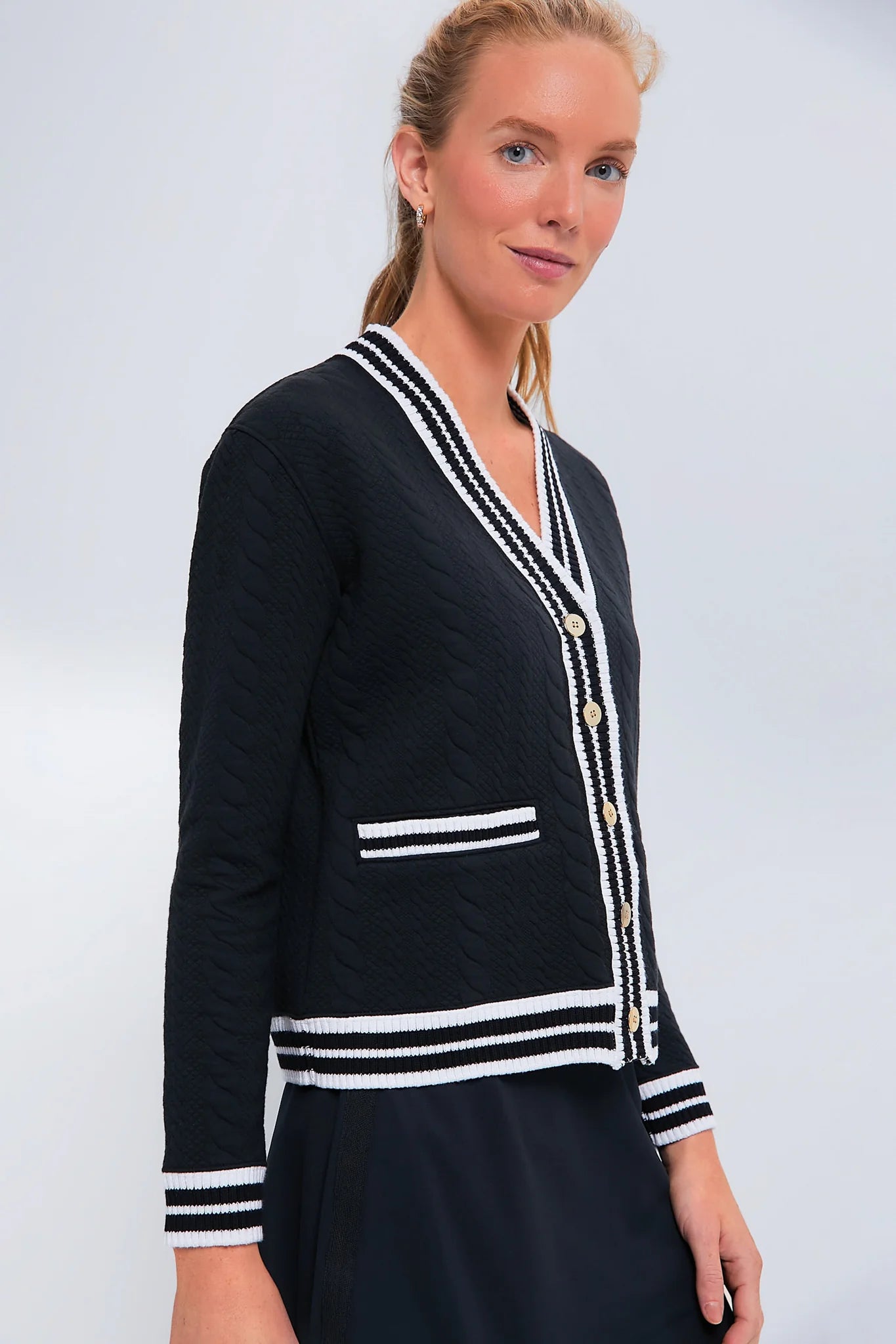 Black Cable Charley Cardigan