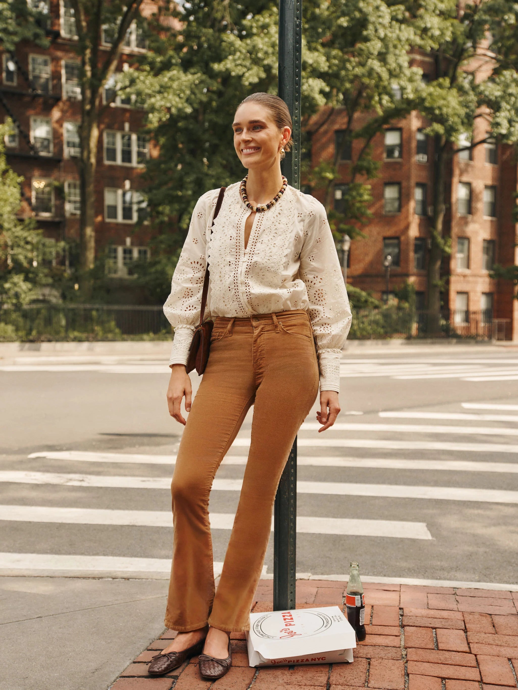 Cream Lainey Eyelet Longsleeve Top