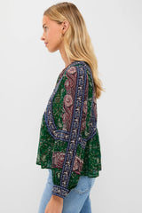 Green Melba Print Long Sleeve Top