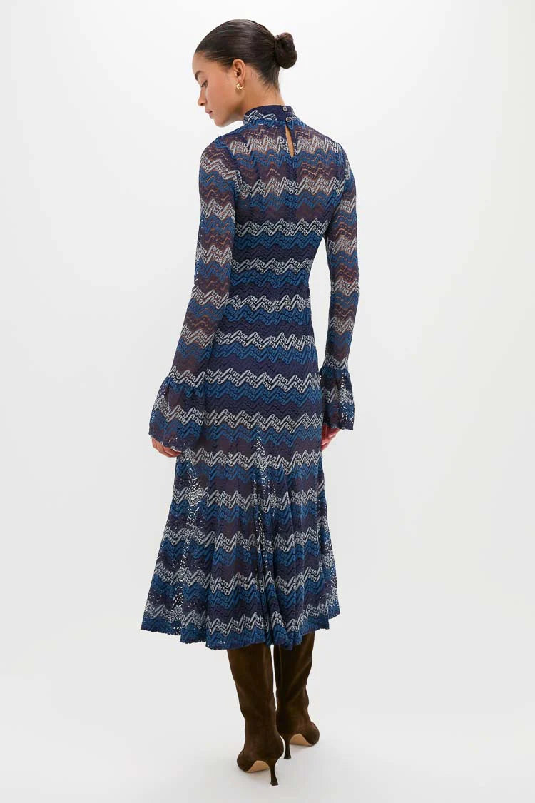 Navy Tonal Lorraine Knit Maxi Dress