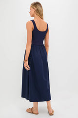 Navy Mixed Media Juliette Dress