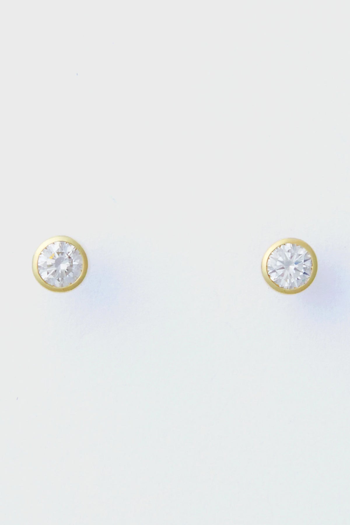 14k Gold Diamond Bezel Stud Earrings