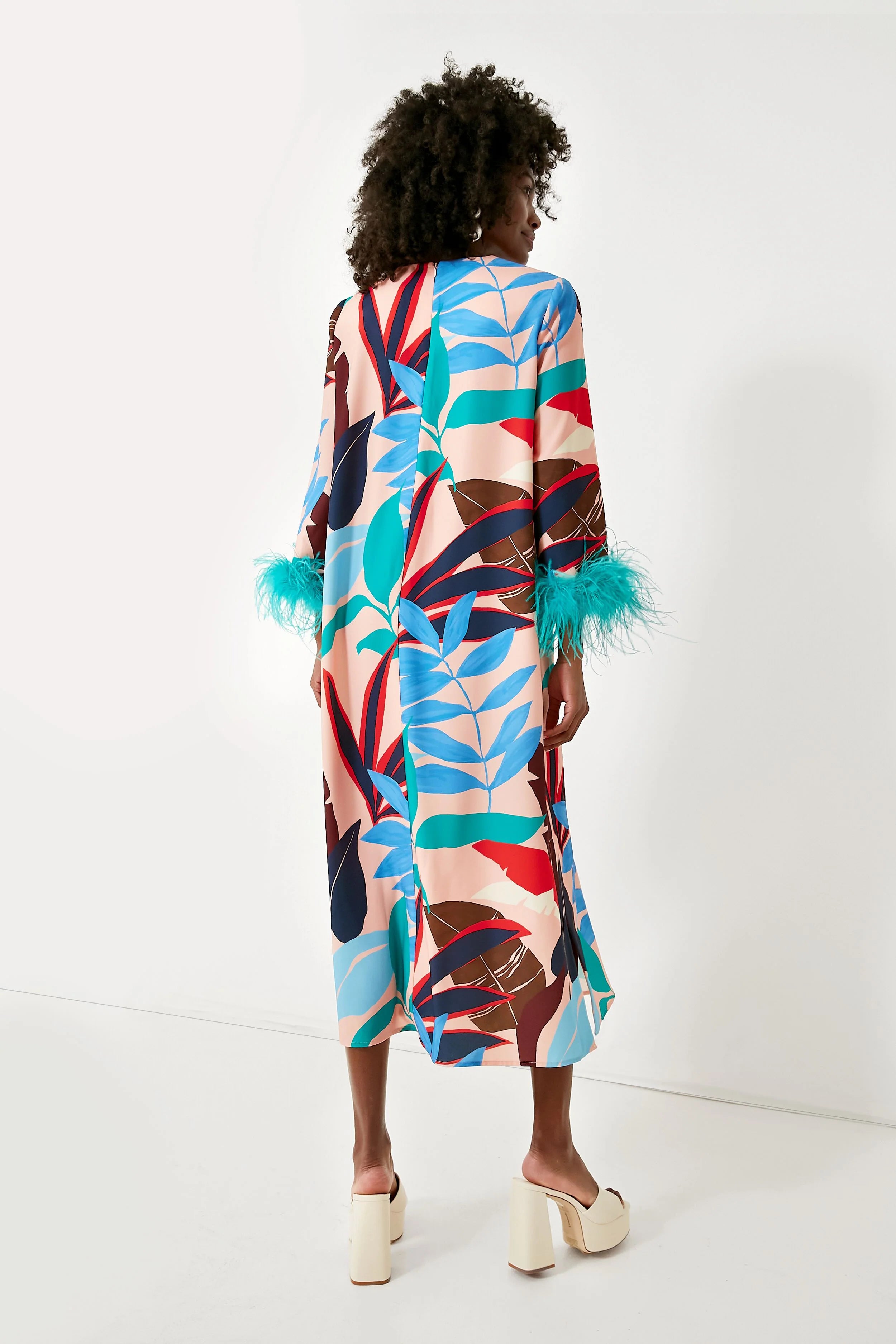 Vibrant Palm Feather Jamie Dress